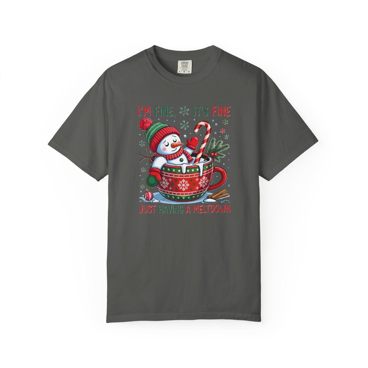 Holiday Snowman T-Shirt — "I'm Fine, It's Fine, Just Having a Meltdown" Christmas Graphic Tee