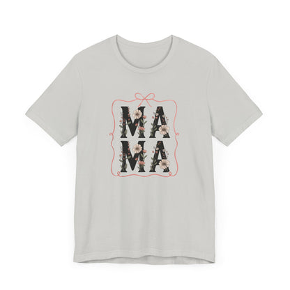 Floral Mama Tee - Perfect Gift for Moms, Mother's Day, Family Gatherings, Casual Wear, Baby Shower