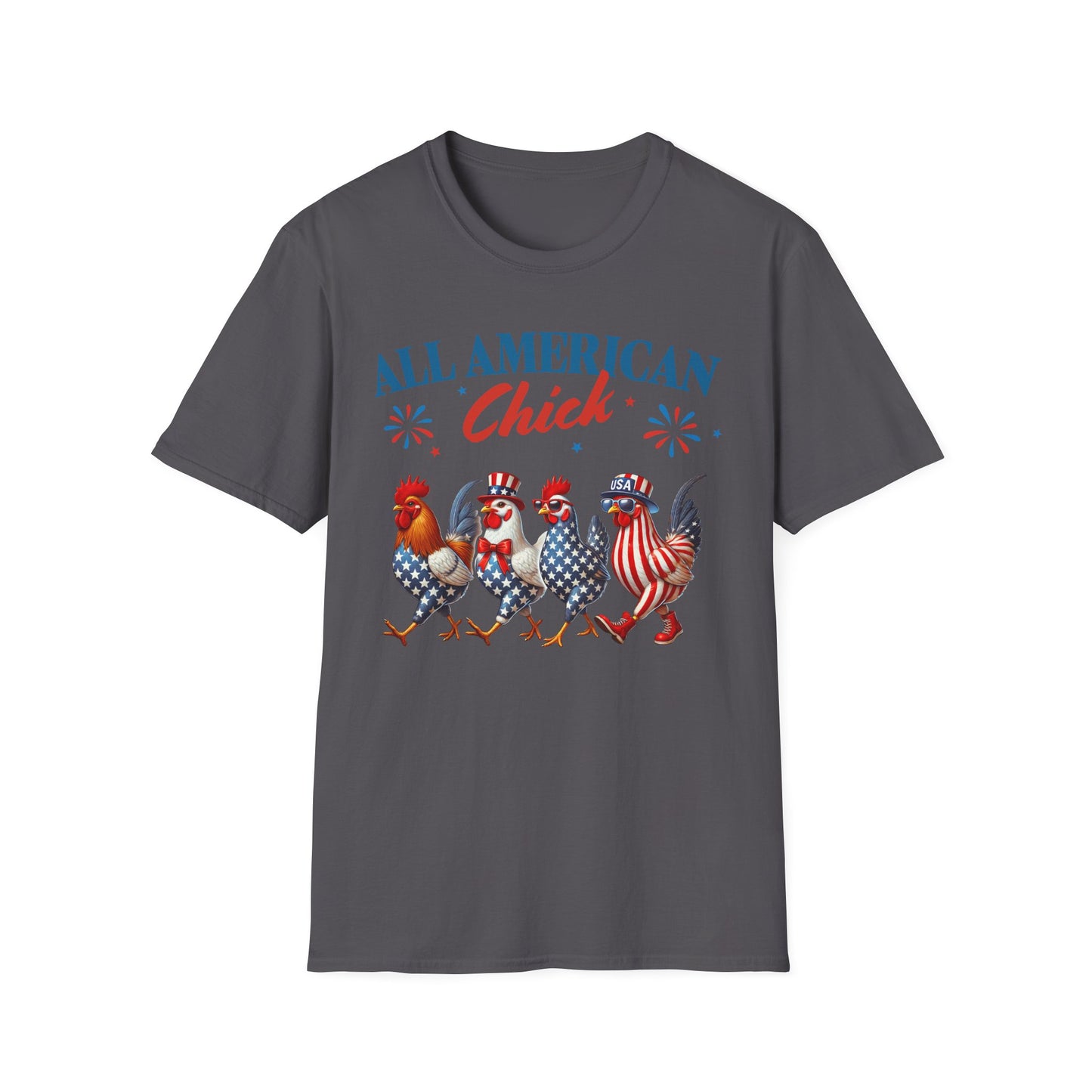 All American Chick T-Shirt, Fun Independence Day Tee, All American Chick Shirt, Cute Farm Animal Apparel, Gift for Chicken Lovers