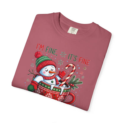 Holiday Snowman T-Shirt — "I'm Fine, It's Fine, Just Having a Meltdown" Christmas Graphic Tee