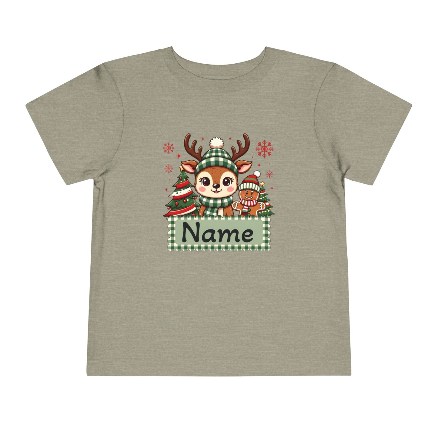 Personalized Toddler Tee — Cute Reindeer Christmas Name Shirt