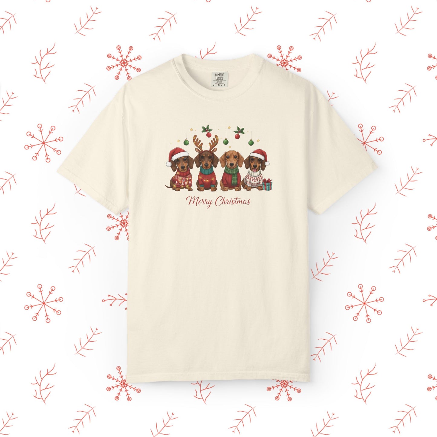 Christmas Dachshund Dogs T-Shirt - Merry Christmas Cute Holiday Tee