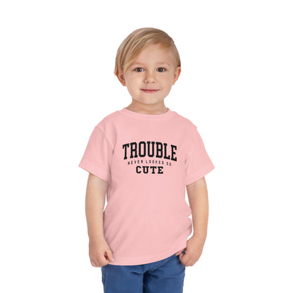 Cute Toddler Tee - "Trouble Never Looked So Cute" - Playful Gift for Kids, Birthday Wear, Baby Shower Present, Humor Tee