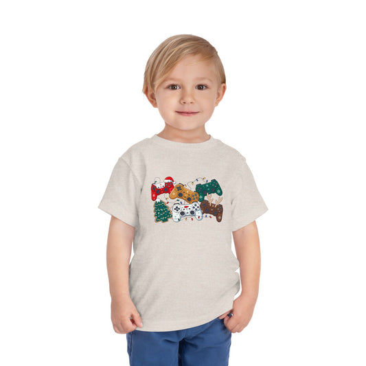 Toddler Tee — Festive Video Game Controllers Christmas Design