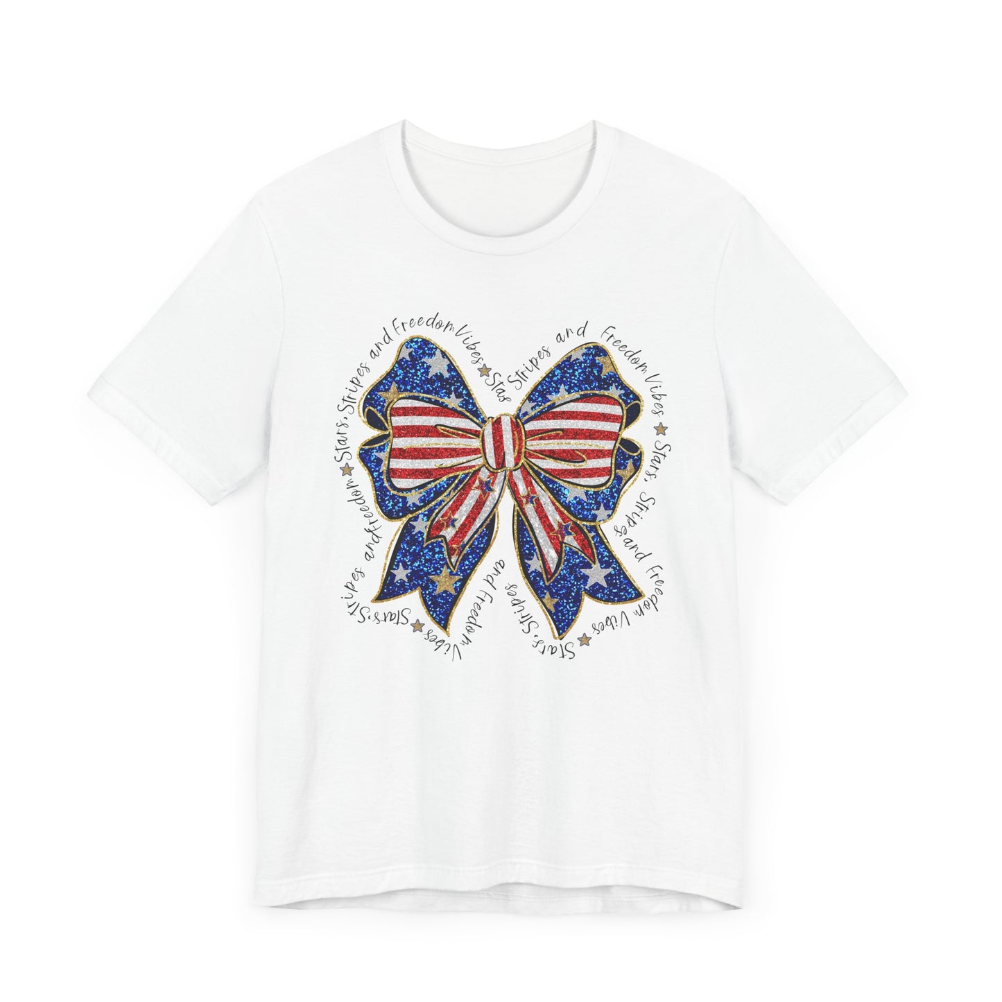Patriotic Bow Tee - Unisex Jersey Short Sleeve T-Shirt, Independence Day Outfit, Festive Wear, 4th of July Celebration, Casual Summer Shirt