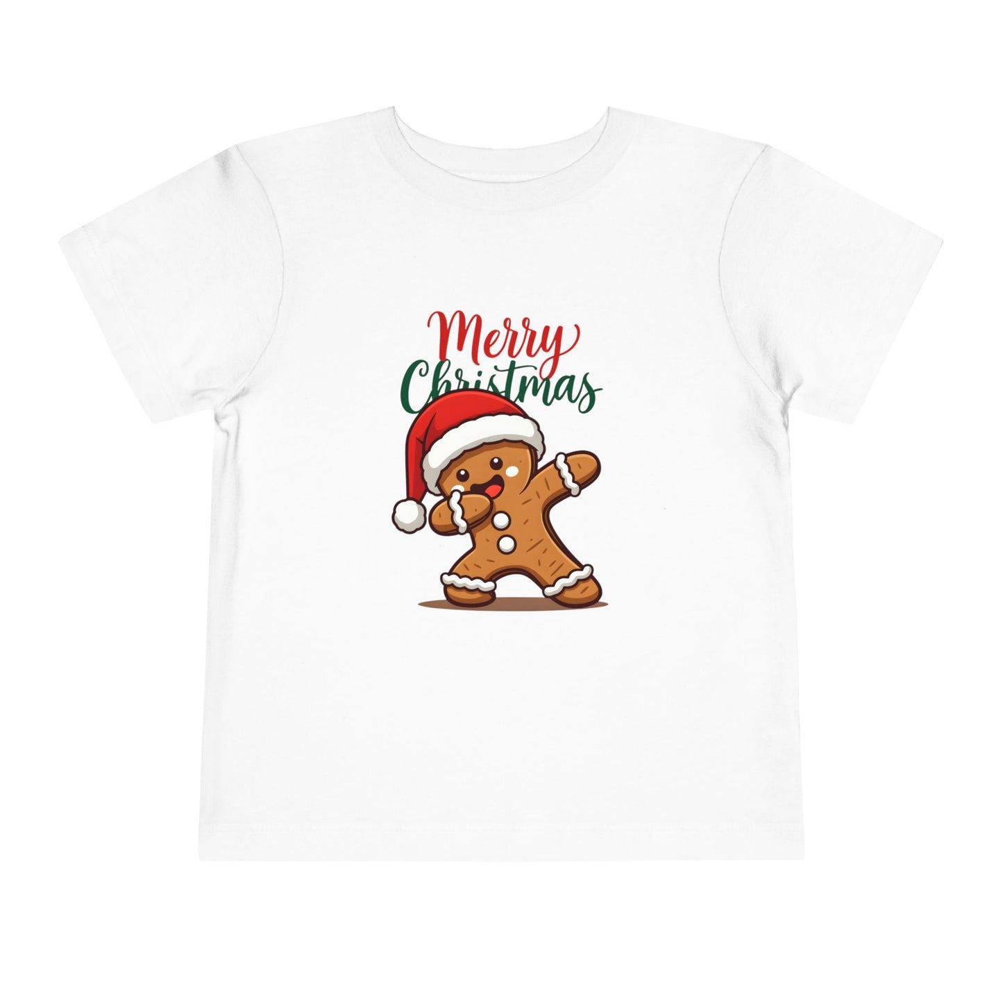 Toddler Christmas Tee — Dabbing Gingerbread with "Merry Christmas"