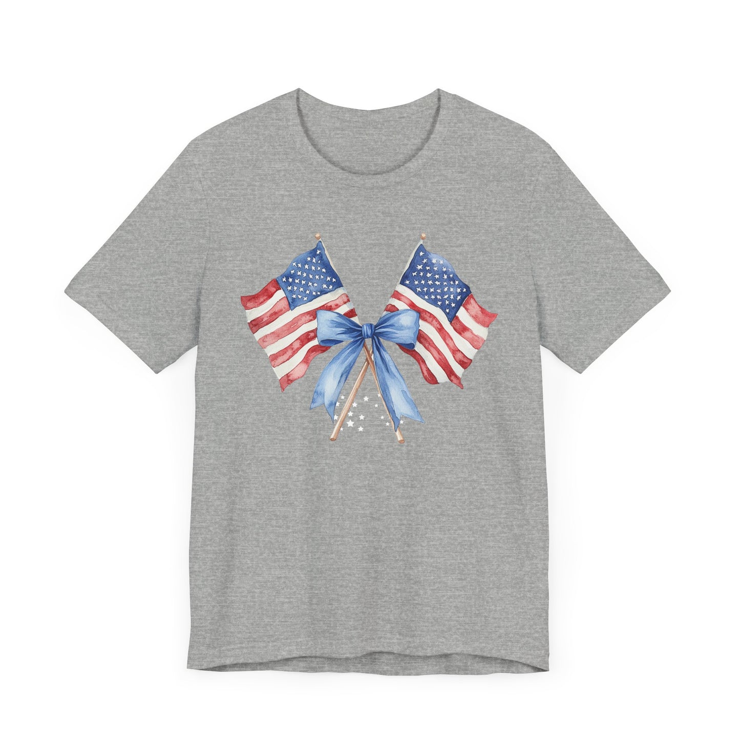 Patriotic Tee with Two American Flags and Bow, Independence Day Shirt, Fourth of July Outfit, Summer BBQ Apparel, Unisex T-Shirt for [...]