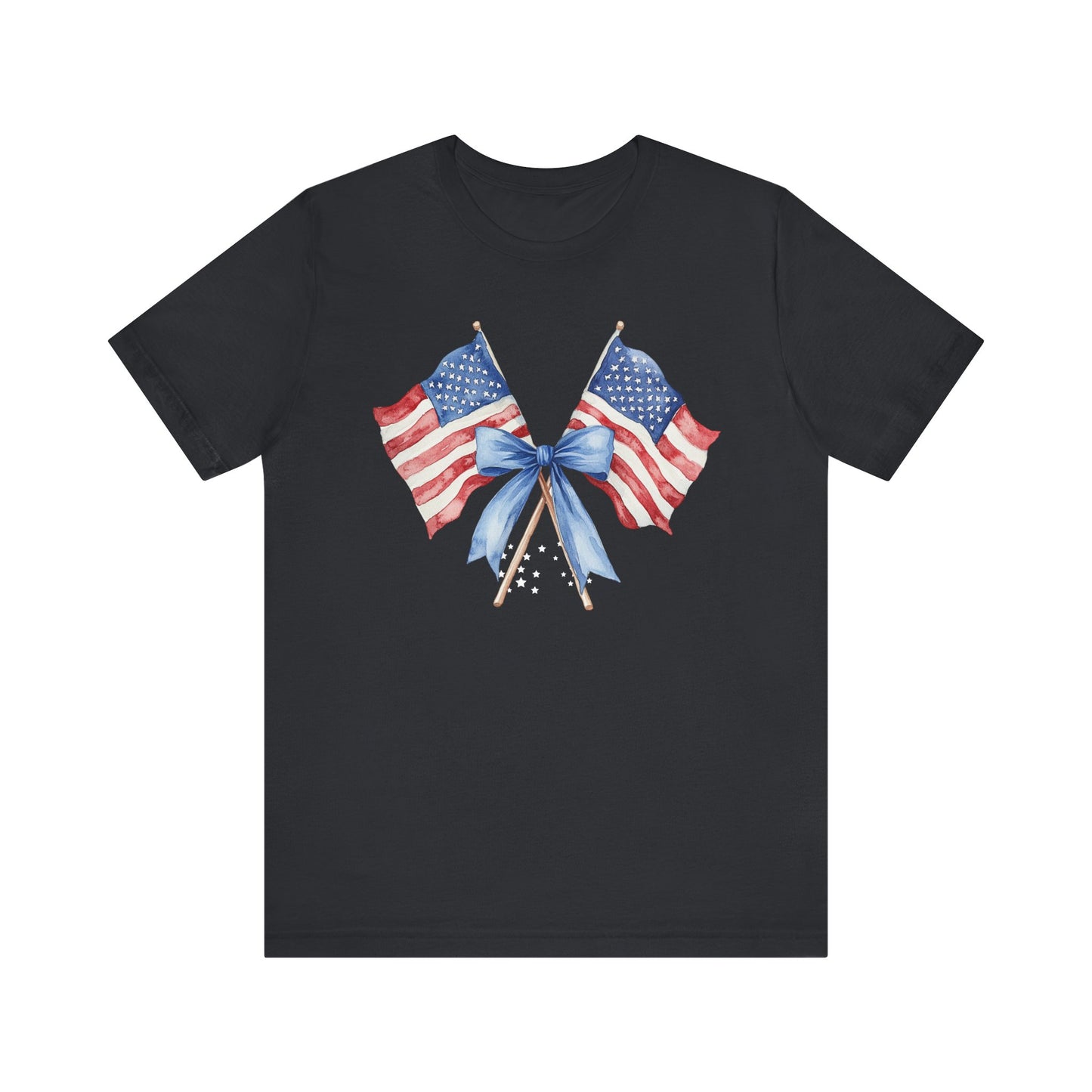 Patriotic Tee with Two American Flags and Bow, Independence Day Shirt, Fourth of July Outfit, Summer BBQ Apparel, Unisex T-Shirt for [...]