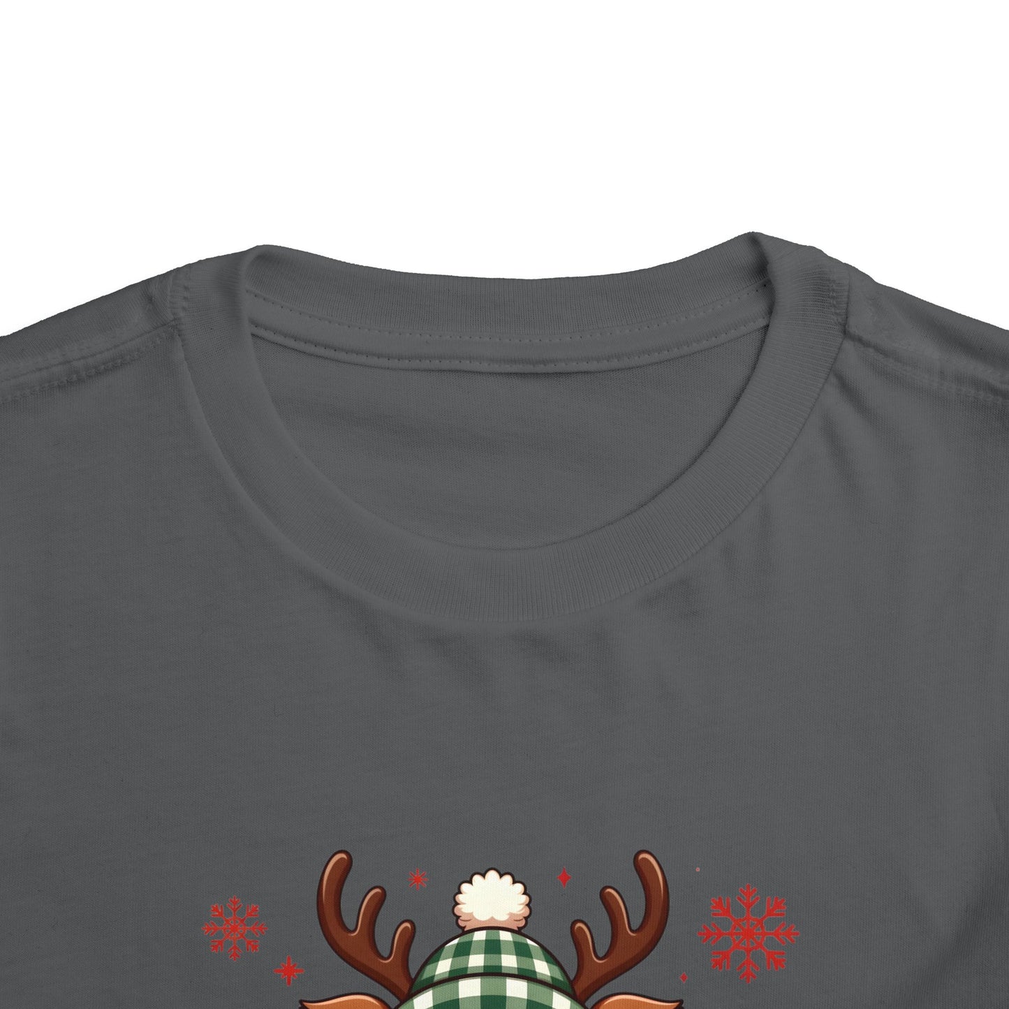 Personalized Toddler Tee — Cute Reindeer Christmas Name Shirt