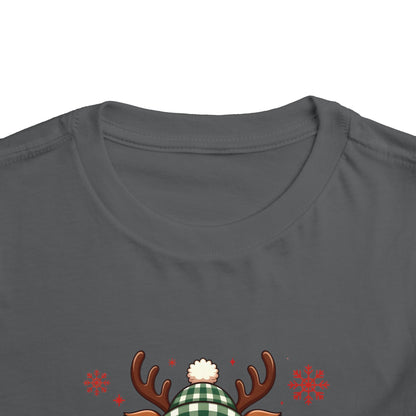 Personalized Toddler Tee — Cute Reindeer Christmas Name Shirt