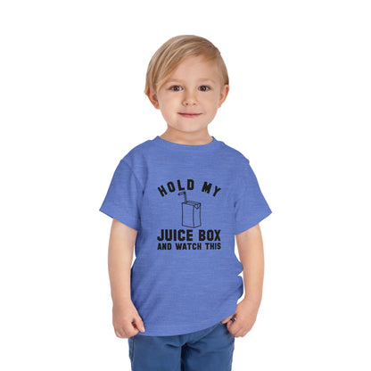 Fun Toddler Tee - "Hold My Juice Box and Watch This" - Perfect for Playdates, Birthdays, Summer Fun, Gift for Kids, Toddler Clothes