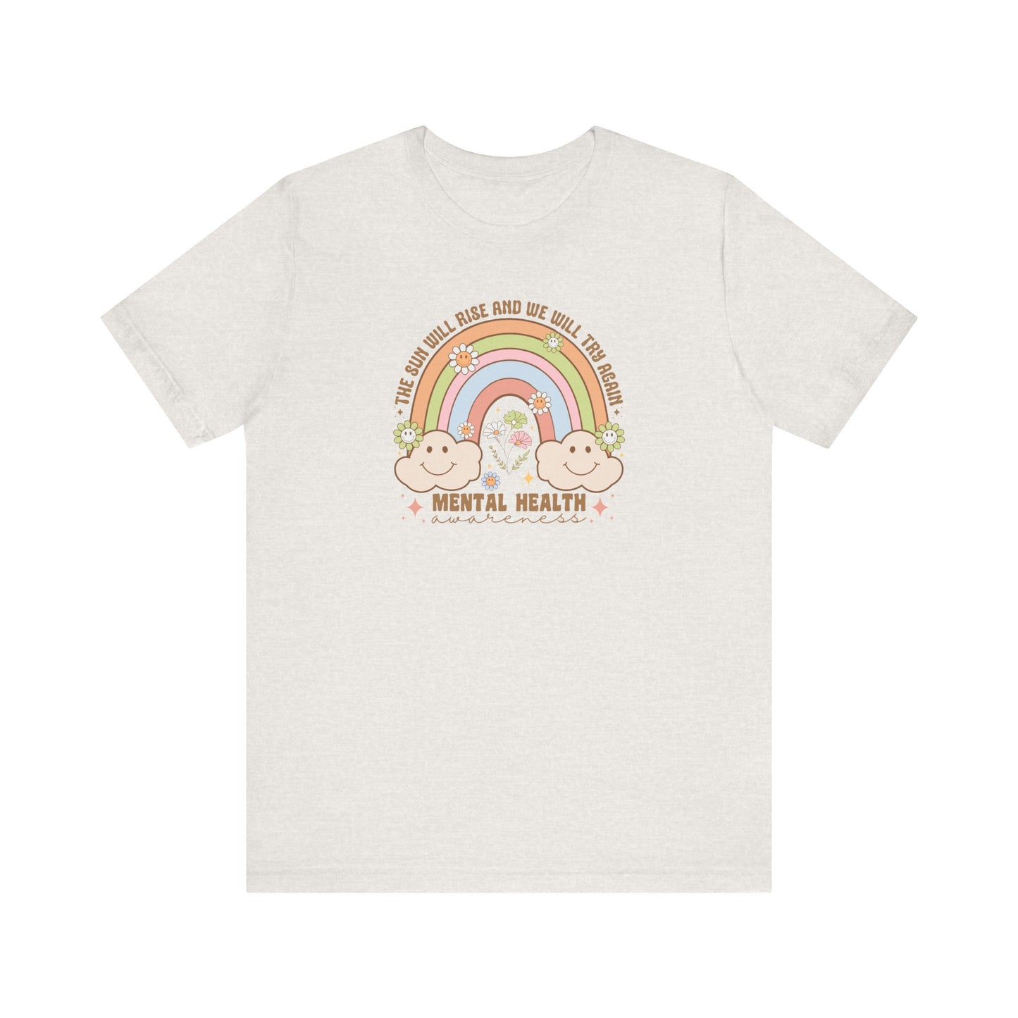Mental Cloud Tee, Cute Rainbow Graphic Shirt, Comfort for Every Day, Gift for Friends, LGBTQ+ Pride, Self-Care Apparel