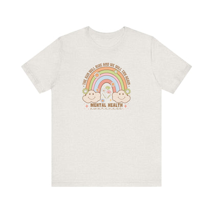 Mental Cloud Tee, Cute Rainbow Graphic Shirt, Comfort for Every Day, Gift for Friends, LGBTQ+ Pride, Self-Care Apparel