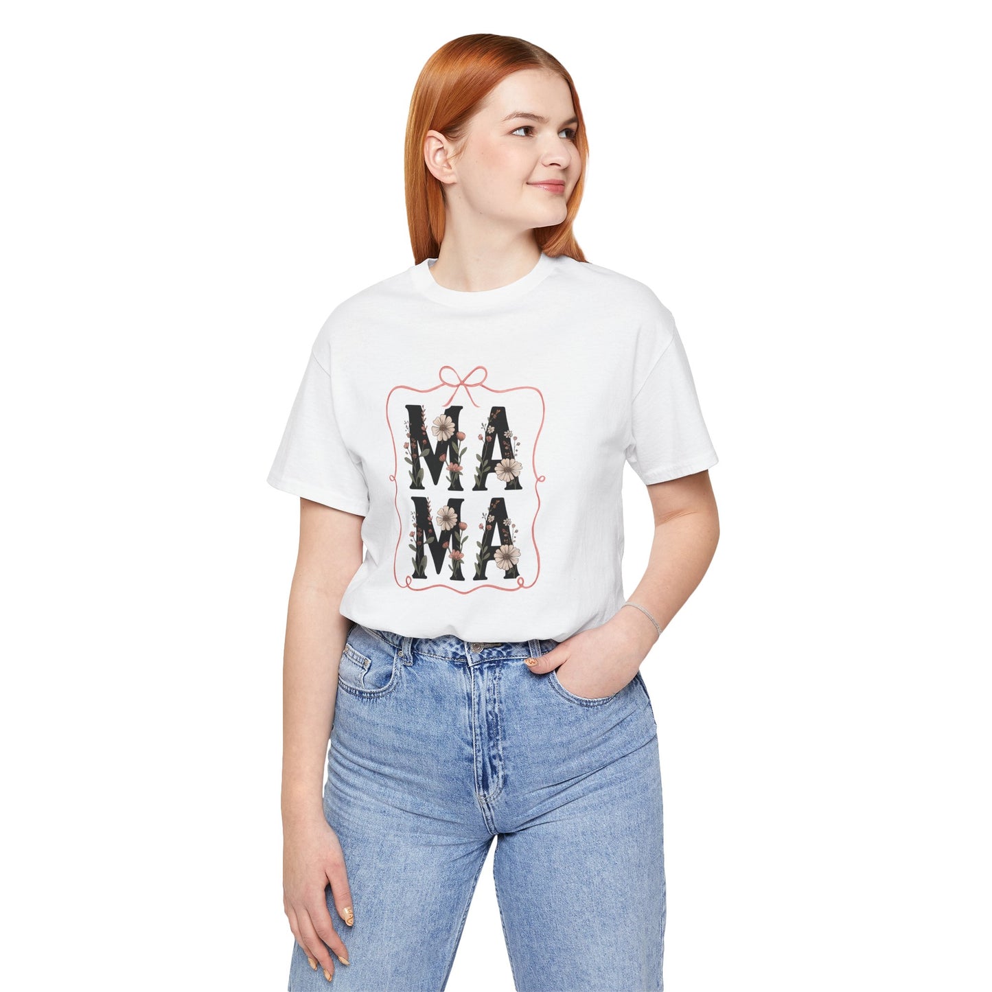 Floral Mama Tee - Perfect Gift for Moms, Mother's Day, Family Gatherings, Casual Wear, Baby Shower