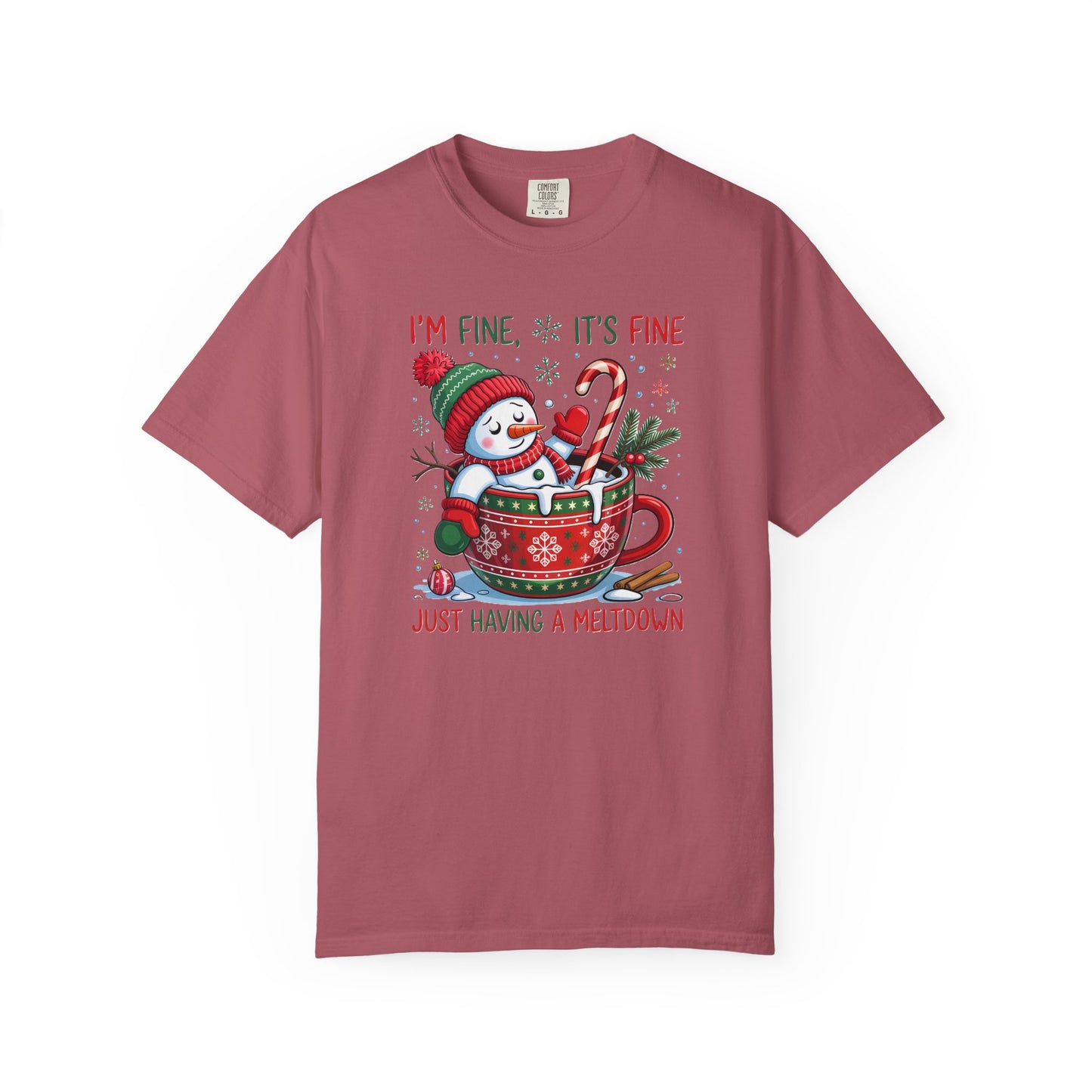 Holiday Snowman T-Shirt — "I'm Fine, It's Fine, Just Having a Meltdown" Christmas Graphic Tee