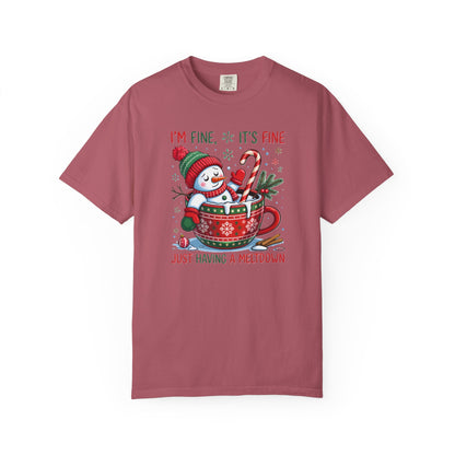 Holiday Snowman T-Shirt — "I'm Fine, It's Fine, Just Having a Meltdown" Christmas Graphic Tee