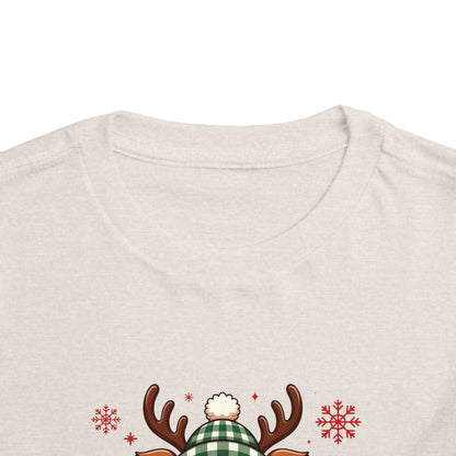 Personalized Toddler Tee — Cute Reindeer Christmas Name Shirt