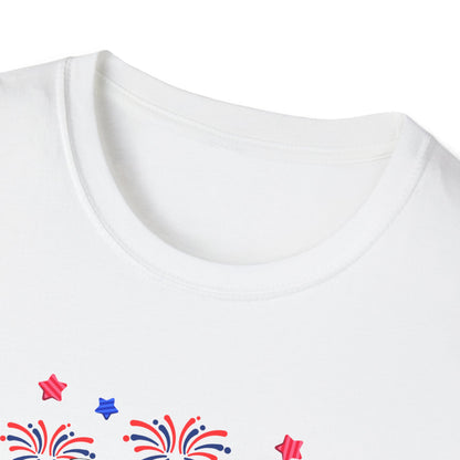 Festive Graphic T-Shirt, Independence Day Shirt, Casual Summer Style, Unisex Tee, Holiday Celebration Wear, Fireworks Design