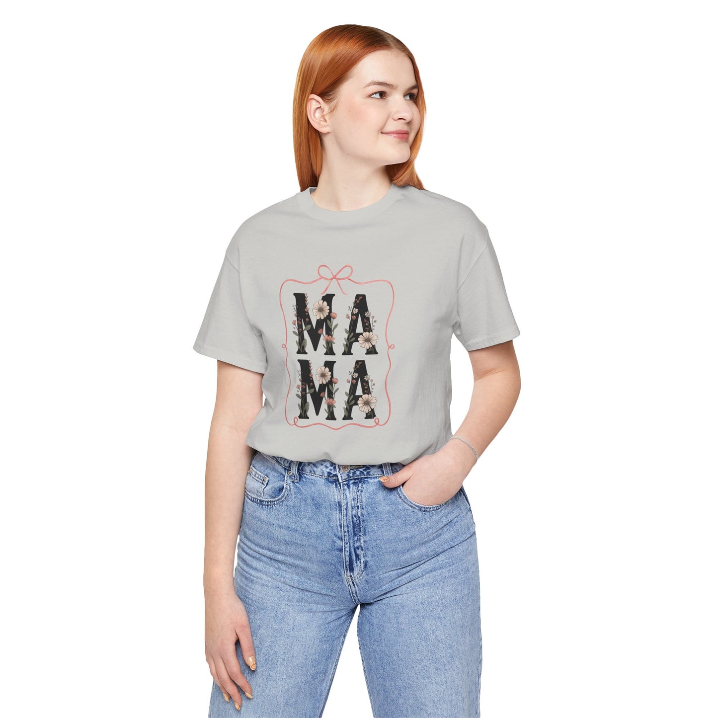 Floral Mama Tee - Perfect Gift for Moms, Mother's Day, Family Gatherings, Casual Wear, Baby Shower