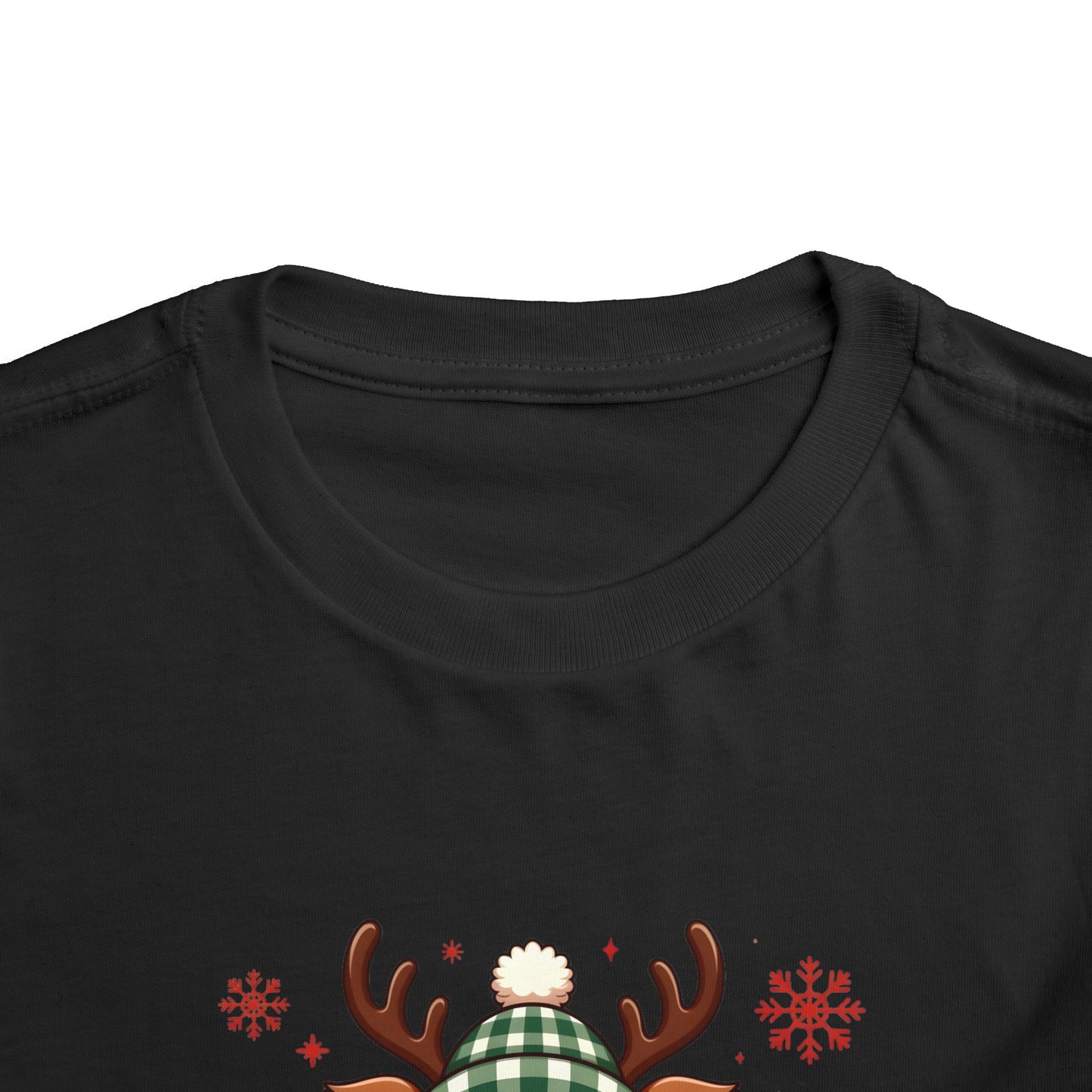 Personalized Toddler Tee — Cute Reindeer Christmas Name Shirt