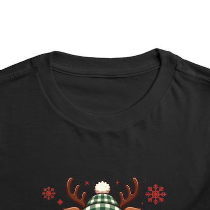 Personalized Toddler Tee — Cute Reindeer Christmas Name Shirt