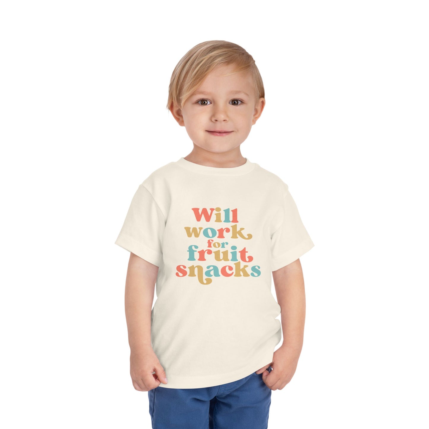 Toddler Short Sleeve Tee - Will Work for Fruit Snacks, Cute Kids T-Shirt, Baby Shower Gift, Toddler Outfit, Summer Wear