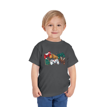 Toddler Tee — Festive Video Game Controllers Christmas Design