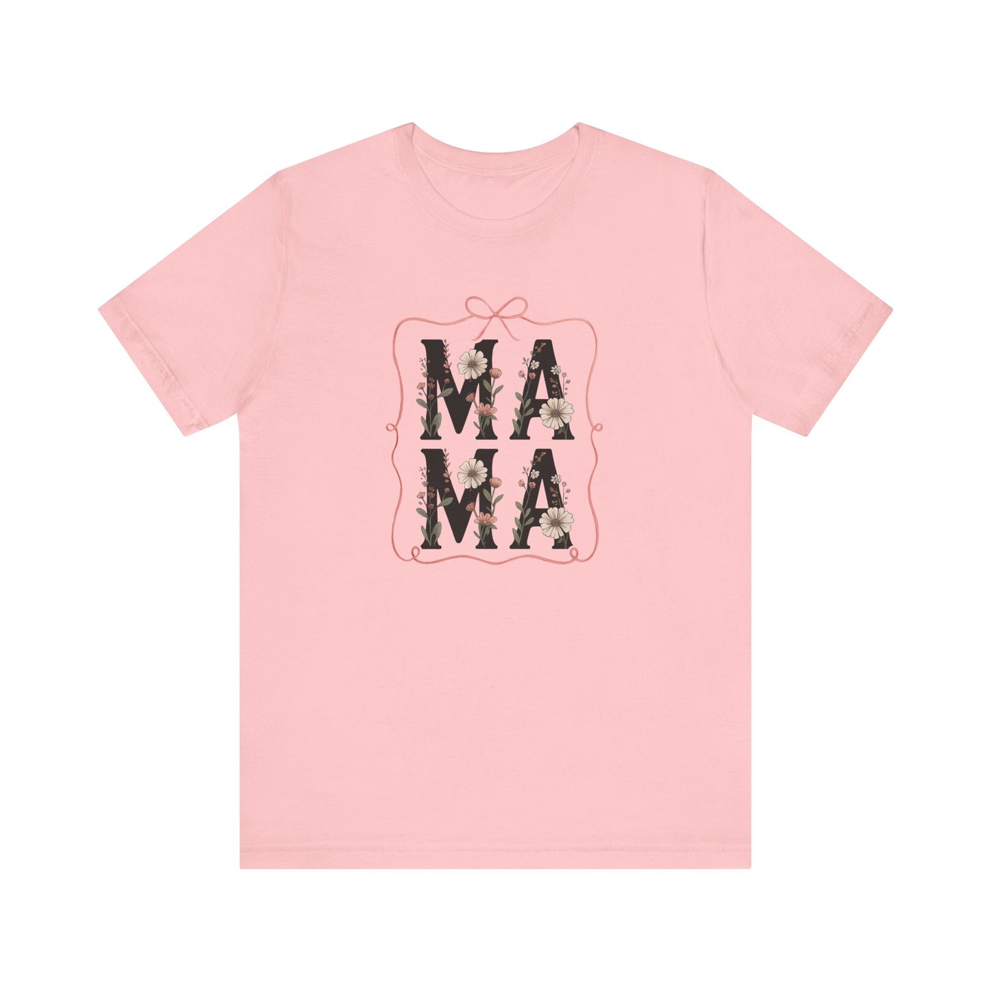 Floral Mama Tee - Perfect Gift for Moms, Mother's Day, Family Gatherings, Casual Wear, Baby Shower
