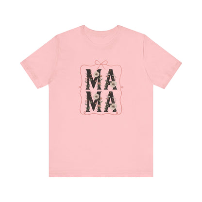Floral Mama Tee - Perfect Gift for Moms, Mother's Day, Family Gatherings, Casual Wear, Baby Shower