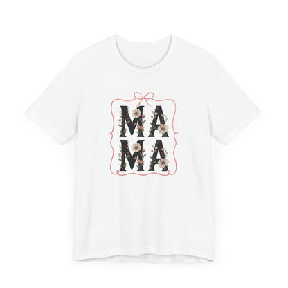 Floral Mama Tee - Perfect Gift for Moms, Mother's Day, Family Gatherings, Casual Wear, Baby Shower