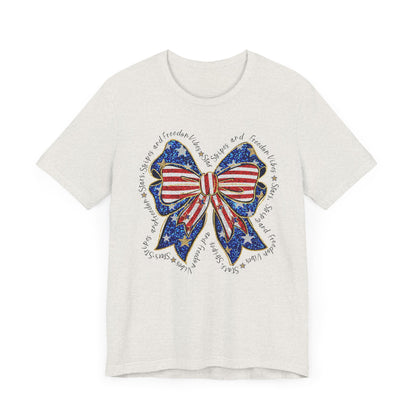 Patriotic Bow Tee - Unisex Jersey Short Sleeve T-Shirt, Independence Day Outfit, Festive Wear, 4th of July Celebration, Casual Summer Shirt