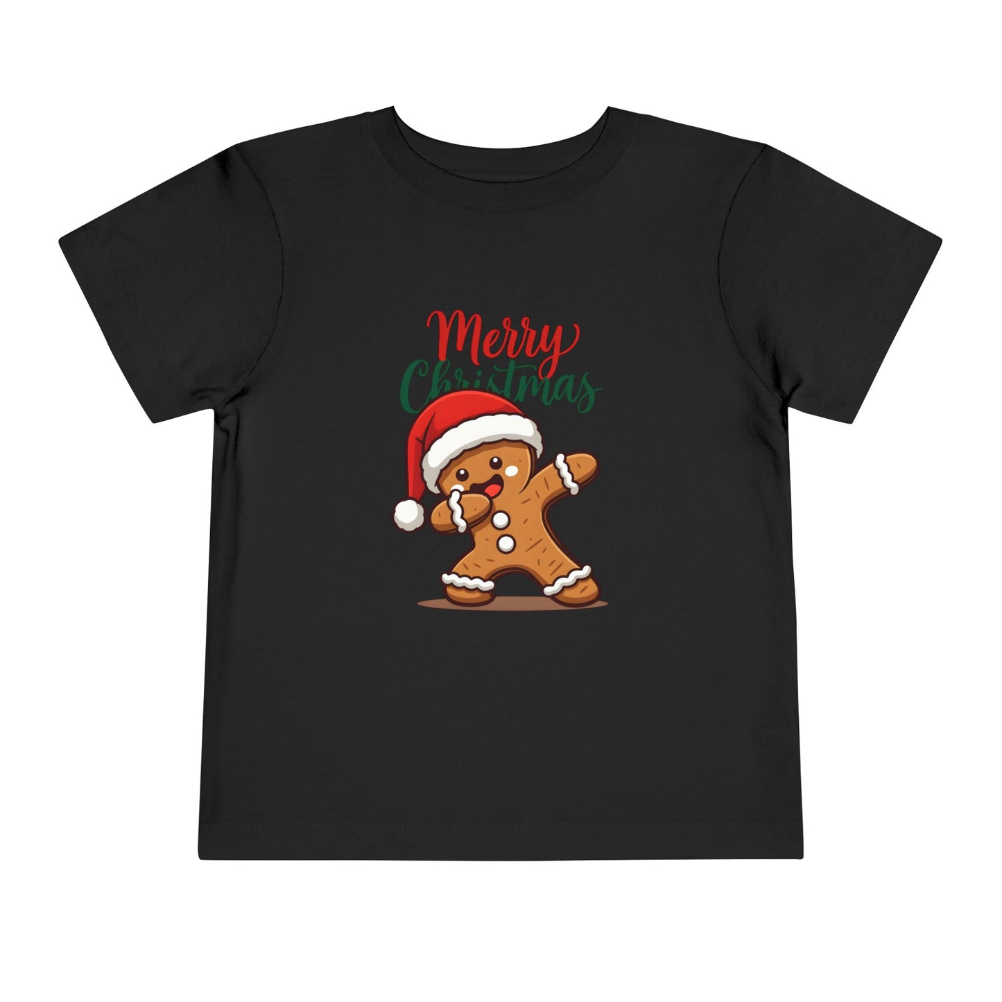 Toddler Christmas Tee — Dabbing Gingerbread with "Merry Christmas"