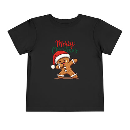 Toddler Christmas Tee — Dabbing Gingerbread with "Merry Christmas"
