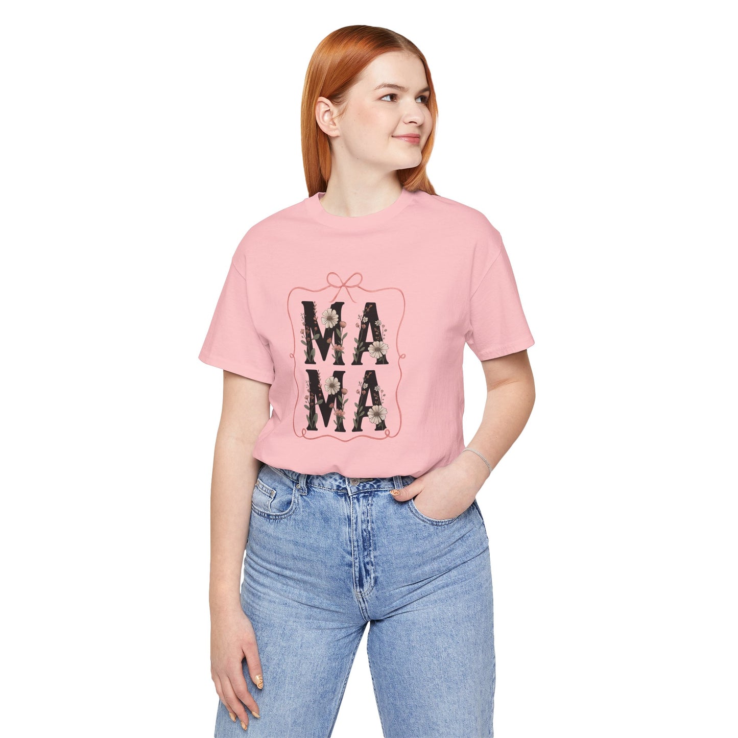 Floral Mama Tee - Perfect Gift for Moms, Mother's Day, Family Gatherings, Casual Wear, Baby Shower