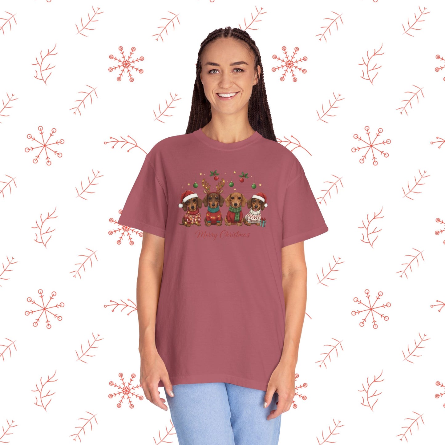 Christmas Dachshund Dogs T-Shirt - Merry Christmas Cute Holiday Tee