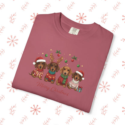 Christmas Dachshund Dogs T-Shirt - Merry Christmas Cute Holiday Tee
