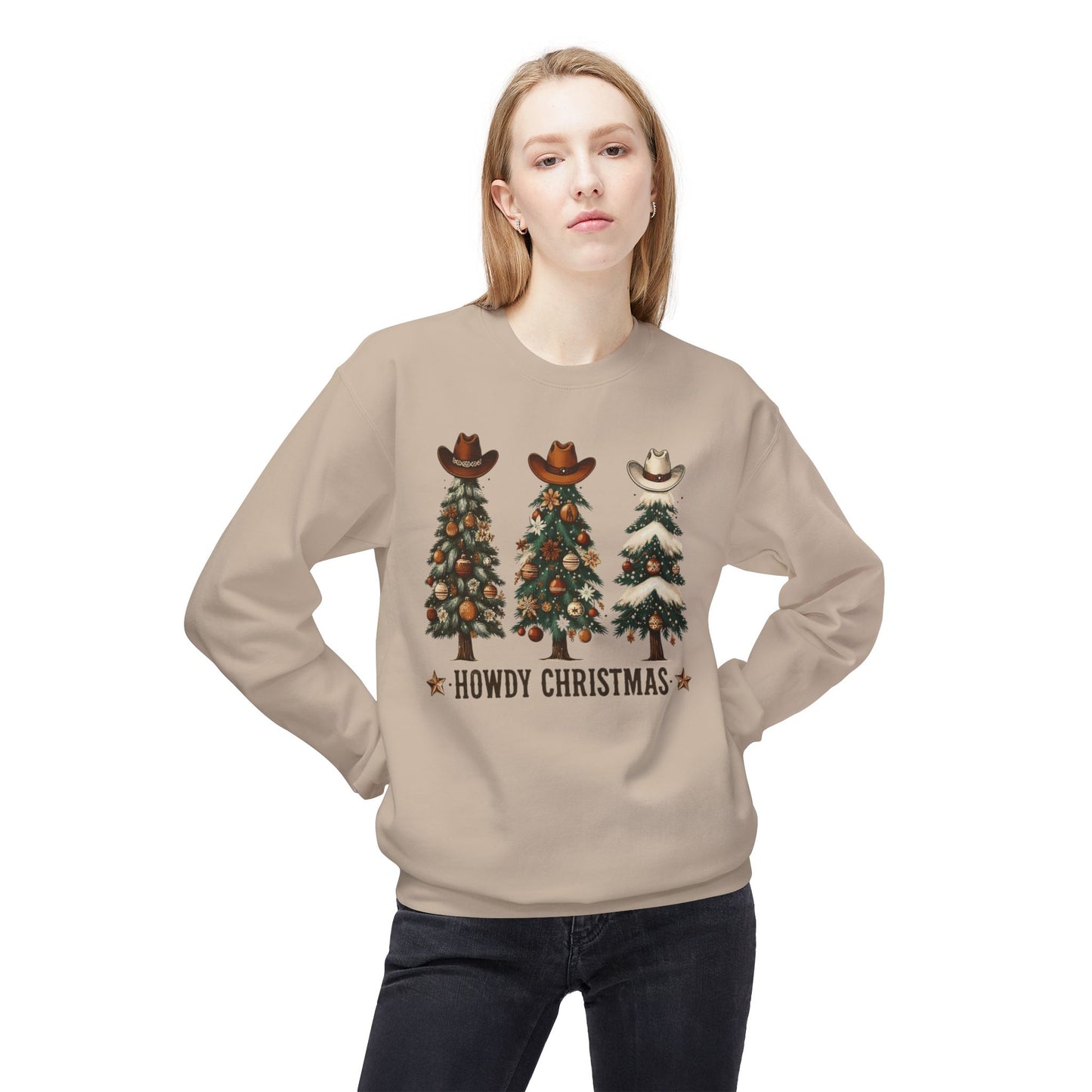 Howdy Christmas Sweatshirt - Western Cowboy Tree Holiday Crewneck