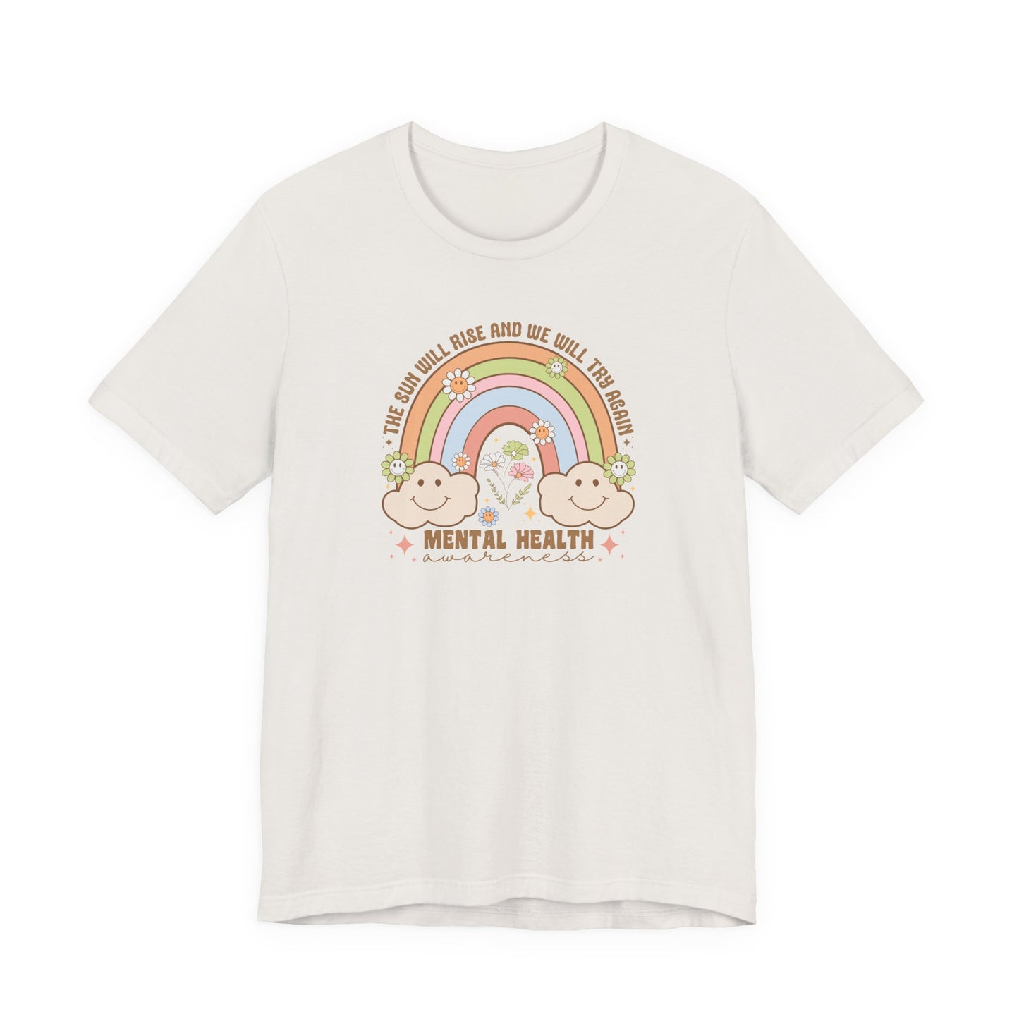 Mental Cloud Tee, Cute Rainbow Graphic Shirt, Comfort for Every Day, Gift for Friends, LGBTQ+ Pride, Self-Care Apparel