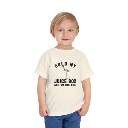 Fun Toddler Tee - "Hold My Juice Box and Watch This" - Perfect for Playdates, Birthdays, Summer Fun, Gift for Kids, Toddler Clothes