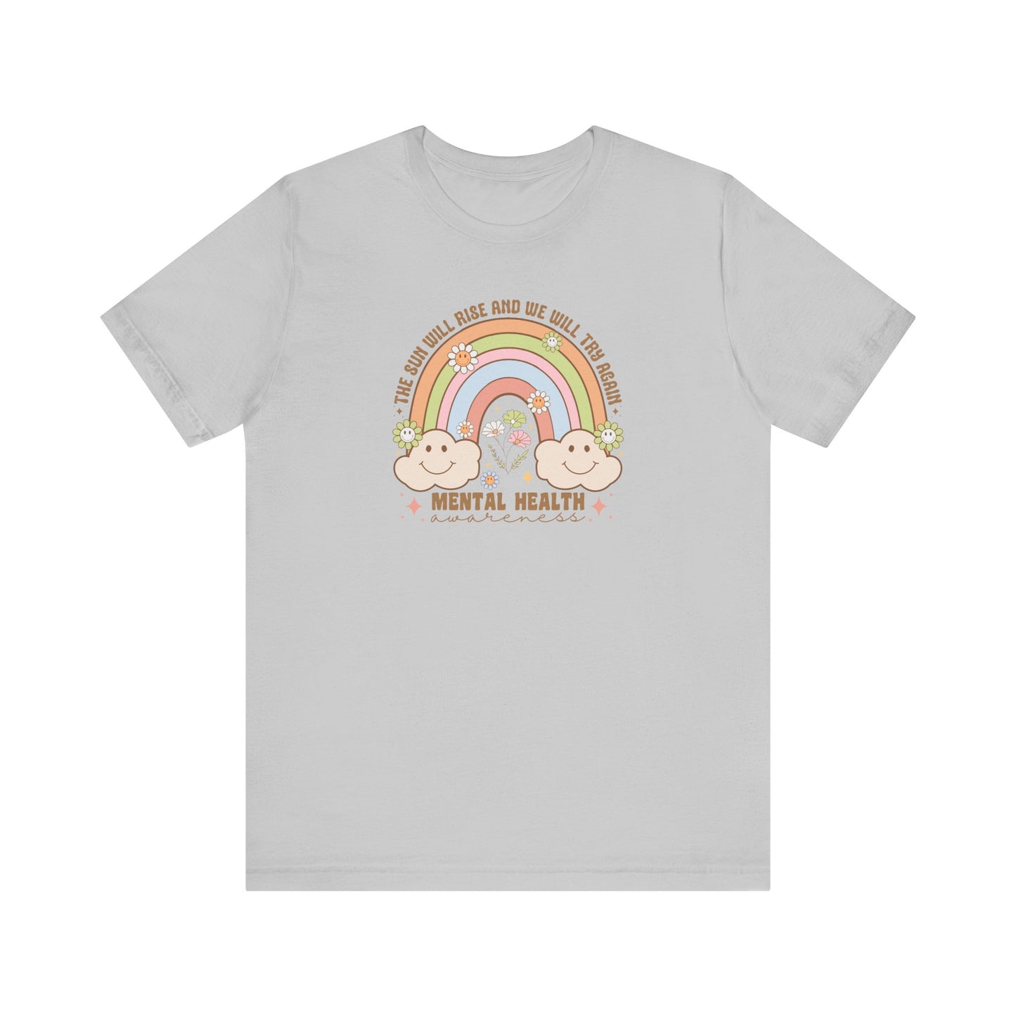 Mental Cloud Tee, Cute Rainbow Graphic Shirt, Comfort for Every Day, Gift for Friends, LGBTQ+ Pride, Self-Care Apparel