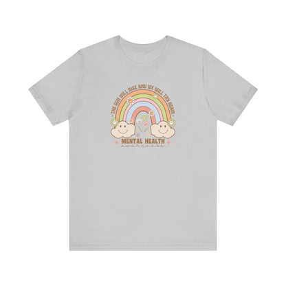 Mental Cloud Tee, Cute Rainbow Graphic Shirt, Comfort for Every Day, Gift for Friends, LGBTQ+ Pride, Self-Care Apparel