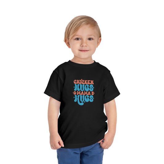 Toddler Short Sleeve Tee - 'Chicken Hugs & Mama's Hugs' - Cute Kid's T-Shirt, Fun Gift for Birthdays, Playdates, Family Gatherings