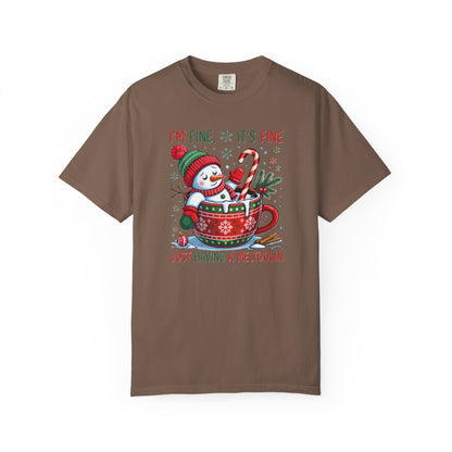 Holiday Snowman T-Shirt — "I'm Fine, It's Fine, Just Having a Meltdown" Christmas Graphic Tee