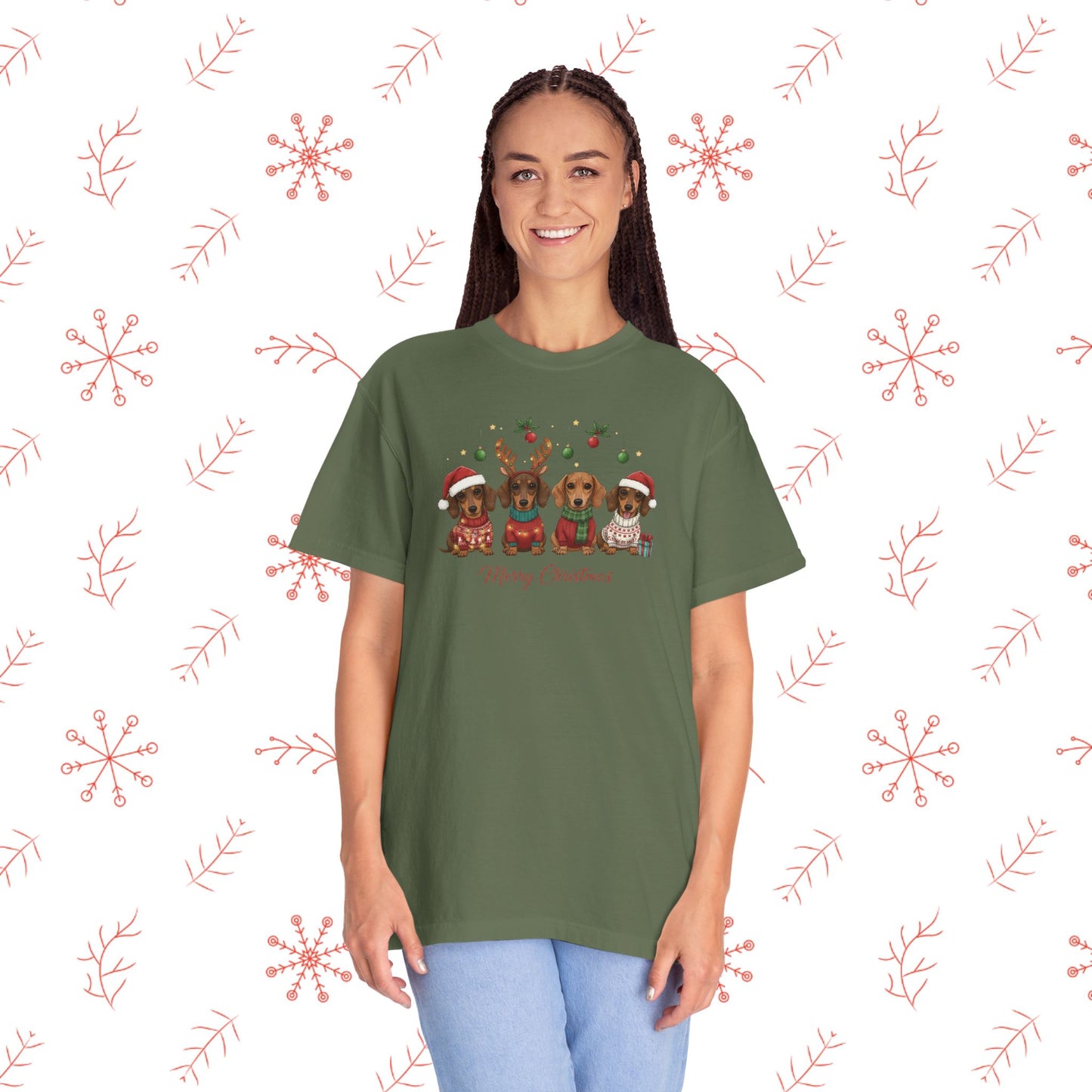 Christmas Dachshund Dogs T-Shirt - Merry Christmas Cute Holiday Tee