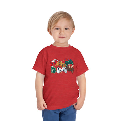 Toddler Tee — Festive Video Game Controllers Christmas Design