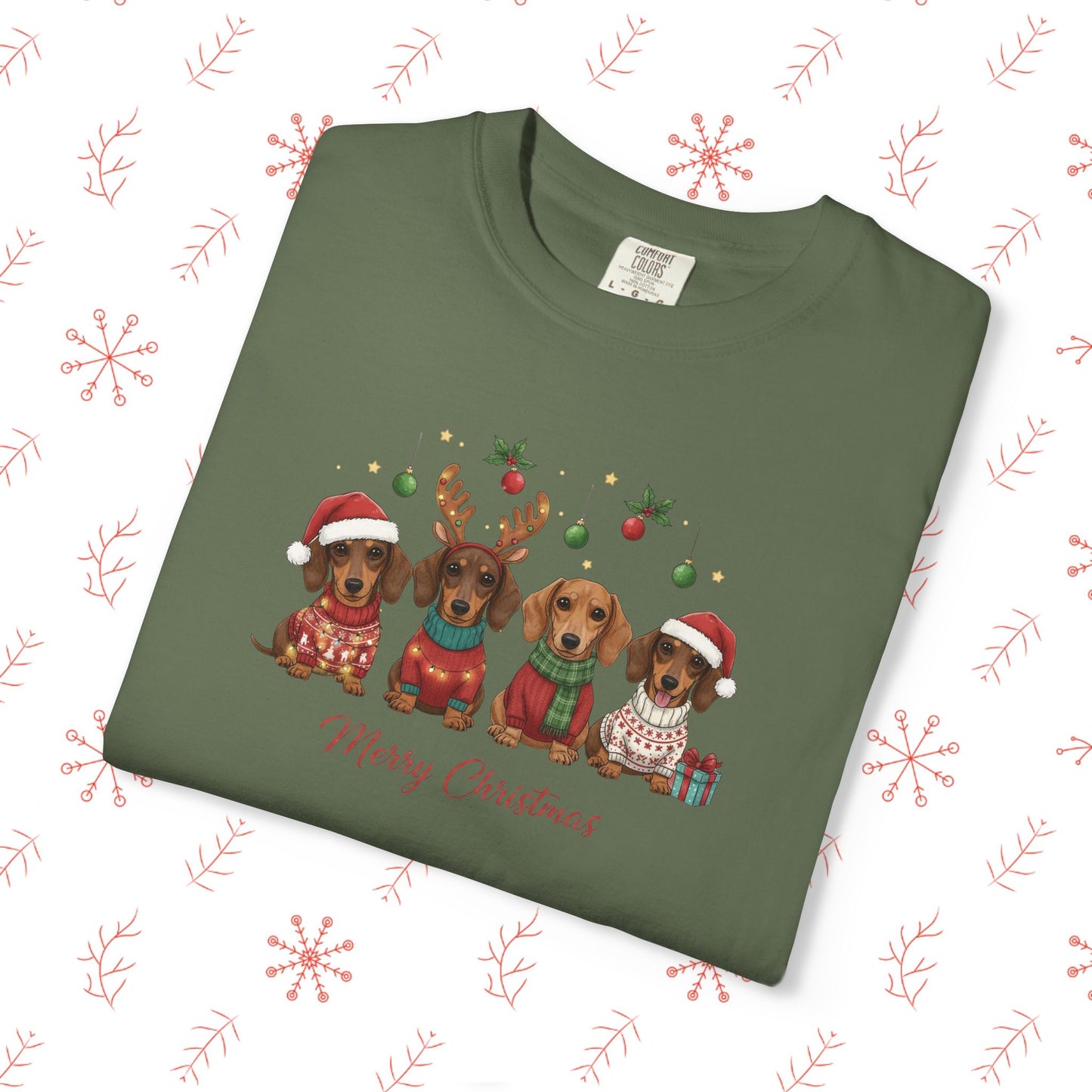 Christmas Dachshund Dogs T-Shirt - Merry Christmas Cute Holiday Tee