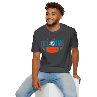 Miami Dolphins Retro Softstyle T-Shirt, Casual Sportswear, Game Day Apparel, Unisex Tee, Football Fan Gift