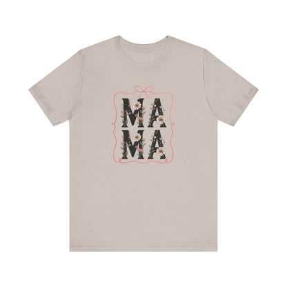 Floral Mama Tee - Perfect Gift for Moms, Mother's Day, Family Gatherings, Casual Wear, Baby Shower