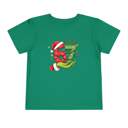Toddler Tee — Festive "67" Christmas Grinch Reindeer Hat Birthday Shirt
