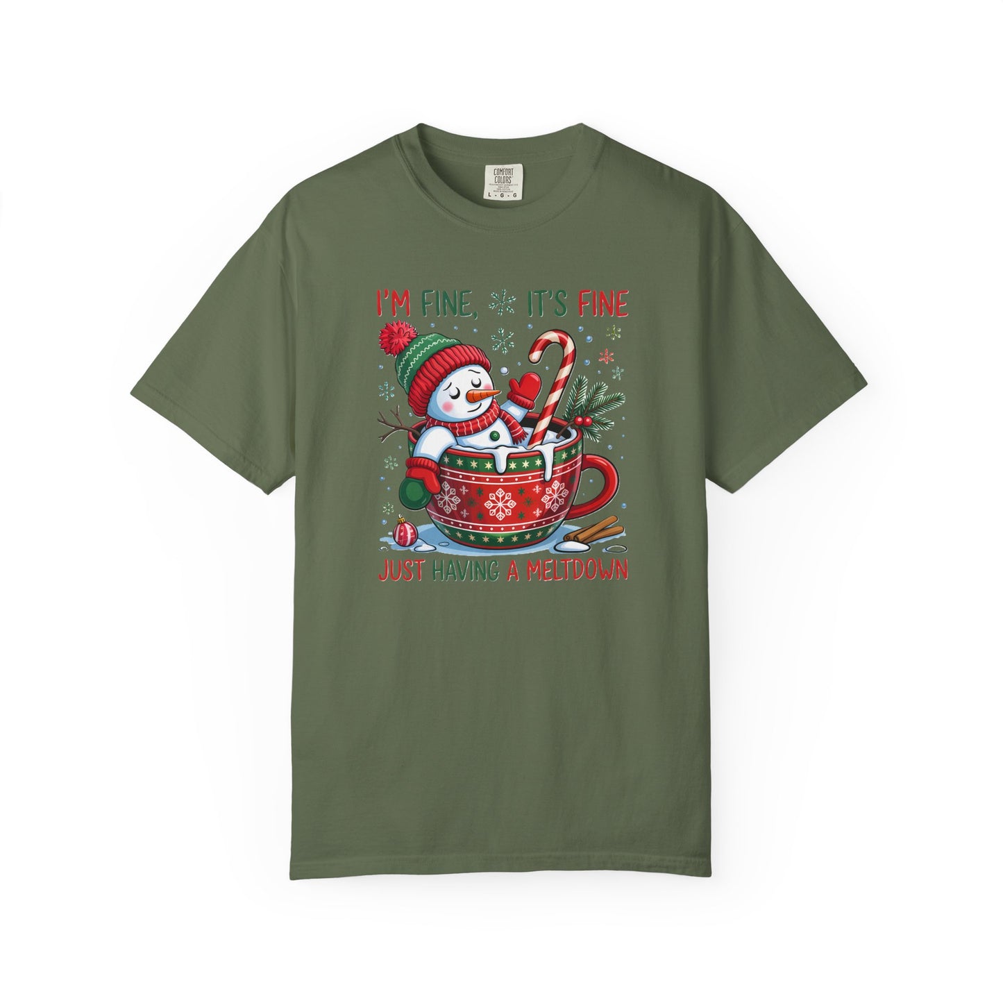 Holiday Snowman T-Shirt — "I'm Fine, It's Fine, Just Having a Meltdown" Christmas Graphic Tee